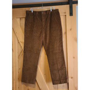 Maine New England Men's 38S 38x30 Chino Corduroy Pants Slash Pocket Brown Pleats